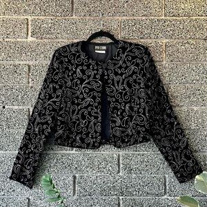 Vintage 90s Byer Studio Velvet & Glitter Bolero Jacket